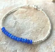 September Birthstone- Sapphire Karen Hill Tribe Silver "Kai Keiki" bracelet