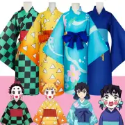 Demon Slayer Kamado Tanjirou Agatsuma Zenitsu kimono Cosplay Costume Set Women
