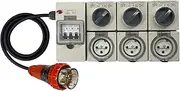 Power Board 5 Pin 32 Amp Three Phase to 3 x 3 Pin 32 Amp Single Phase Outlet RCBO Protected