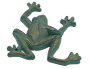 Mr Gecko Cast Iron Cute Handcrafted Frog Decor Figurine Statue Verdigris