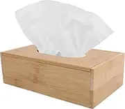 Bamboo Tissue Box with Cover Rectangular Bamboo Tissue Storage Case Antimicrobial Water-Proof Facial Tissue Box for Nightstand Bathroom Vanity Countertops Bedroom Dressers Desks Tables Car Home Decor