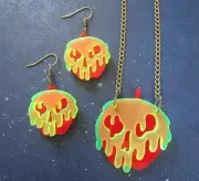 Snow White Evil Wicked Witch Poison Apple Earrings and/or Necklace Set Cosplay