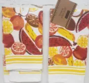 Set of 2 Same Printed Cotton Terry Towels(15"x25") ORANGE,RED & YELLOW FRUITS,KQ