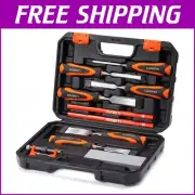 Heat-Treated 10pcs Wood Chisel Set with Ergonomic Handles & Sharpening Tools