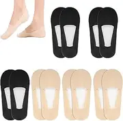 [Shunshi] 6 Pairs No Show Trainer Socks Womens, Non Slip Ice Silk Cotton Invisible Socks Ladies Low Cut Liner,Thin Silk Socks for Canvas Loafers Lightweight, Footies for Flats Boat Shoes Size 4-6 (Black/Cream),