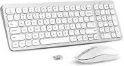 Wireless Keyboard Mouse Combo, Compact Full Size Wireless Keyboard and Mouse