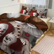 Bed Sheets g133 Pennywise Print Bedding Set Pattern Duvet Cove Set 3 Pieces 1 Quilt Cover And 2 Pillowcases for Women Men Teens tq133 Bed Sheets