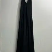 NEW PACT S Organic Cotton Stretch Shelf Bra Black Halter Midi Dress
