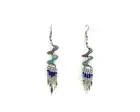 Spiral Thread Long Beaded Dangle Earrings Handmade Swirl Art Women Boho Jewelry