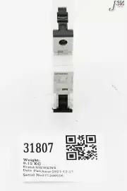 31807 SIEMENS CIRCUIT BREAKER, 1POLE, 10A, 5YS4110 (NEW) 5SY41 MCB B10