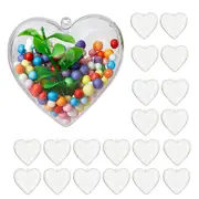 20Pcs Clear Fillable Heart Baubles Plastic Wedding Favours Christmas Love Decoration