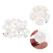 28 Pcs White Rose Beads Charm Polymer Clay Flower Set Phone Case Ornaments