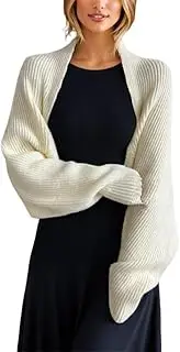 [Sorrica] Women's Cardigan Shrugs Bolero Sweater Long Batwing Sleeve Open Front Knitted Crop Sweater Shrugs