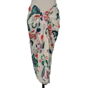 NWT Zara Women's Pareo Wrap Skirt Size S Linen Blend Front Split Sarong Beach