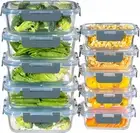 10-Pack Glass Storage Containers with Lids, Meal Prep Set, Microwave Safe