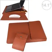 14.1 Inch Laptop Sleeve Leather Case with Small Storage Bag