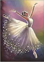 Ballerina Dancer Diamond Painting by Number Kits - NineHorse 5D Full Drill Diamond Art Kits for Adult, DIY Mosaic Making Paint with Diamonds, Home Decor Canvas Painting Gift(12x16 Inches)