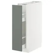 METOD / MAXIMERA base cabinet/pull-out int fittings, white/Nickebo matt grey-green, 20x60x80 cm