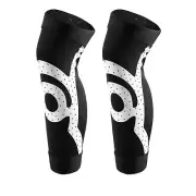 1 Pair Knee Calf Compression Sleeve Sore Muscles Elastane Black White L Size
