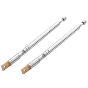 2PCS Replacement 25.4cm 10Inch 5 Sections Telescopic Antenna Aerial for Radio TV silver