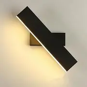 Mengjay LED Wall Lights Indoor Dimmable, 6W Round Creative Acrylic LED Wall Lamp 3000K/4500K/6000K, Wall Light Modern Bedside Lamp，for Living Room, Bedroom, Staircase, Hallway (Black)