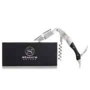 Premium Black Wood Double Hinge Waiter's Wine Corkscrew by Stagg's Brands