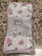 IKEA SILJE Bread Basket Pink White Roses Check Bread Bun Holder 9 x 9 " NEW