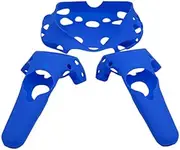 TiYiViRi for HTC Vive Headset VR Silicone Case Cover VR Glasses Helmet Controller Handle Case Skin Shell Virtual Reality (Color : Blue Silicone Case)