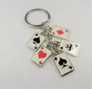 AIRCRAFT METAL PLAYING CARDS ACES HEARTS DIAMONDS CLUBS SPADES KEYCHAIN KEY RING