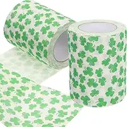 Healeved 2 Rolls Shamrock Toilet Roll Paper,Printing Paper Napkins,Supple Shamrock Pattern Toilet Paper,Bathroom Toilet Napkin,Decorative Bathroom Tissue