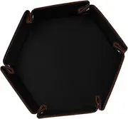 Abaodam Elegant Hexagon Tray Compact Dice Storage Box Desktop Game Accessory Pu Leather Multi-use Storage Plate