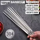 Stainless Steel Barbecue Metal Skewers Flat Needle BBQ Tools Kebab Stick 30-40CM