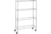 Adjustable Heavy Duty Storage Shelving Unit with Wheels - Metal Wire Rack (91x36x147cm)