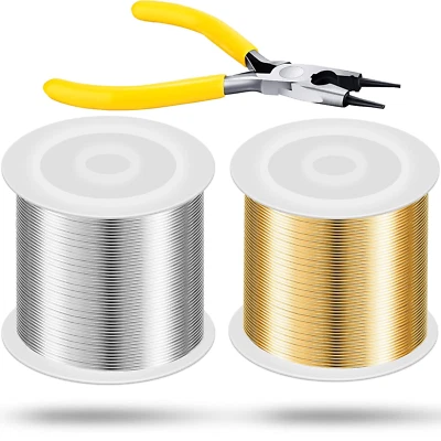 2 Rolls 20 Gauge Wire for Jewelry Making and Pliers - Silver Craft Tarnish Resis