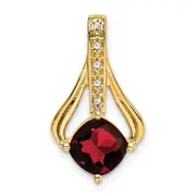 Solid 14k Yellow Gold Simulated Garnet and CZ Pendant