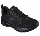 Skechers Black Women Glide Step Shoes Air Memory Foam Mesh Sport Comfort 149554
