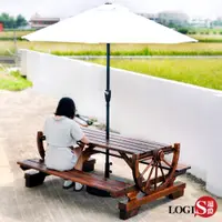 在飛比找PChome24h購物優惠-LOGIS 防腐實木桌帶椅組 庭園桌椅 啤酒桌 戶外桌椅【C