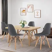 [ALFORDSON] Dining Chairs Set of 4 with Solid Wood Legs & Floor Protectors, 4X Kitchen Chairs Reading Seating for Home Cafe Bar Coffee Table, 150kg Capacity, EM Series, Grey