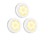 3 Pcs Motion Sensor Light, Battery Powered Led Night Light, Closet Light, Stair Light, Wall Light - White - Warm White Light