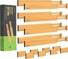 ANTOWIN Bamboo Drawer Dividers Organizers 16pcs, Expandable Brown