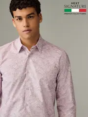 Pink Rooftop Wonder Regular Fit Signature Collection 100% Italian Fabric Printed Formal Shirt (AA7737) | $109