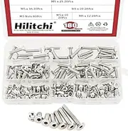Hilitchi 180-Piece Metric M5 Hex Socket Flat Head Countersunk Bolts Screw Nut Assortment Kit - 304 Stainless Steel