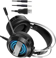 SECFOU 1Pc Wired Stereo Gaming Headset Over Ear Design with Noise Canceling Microphone Comfortable Fit for Gaming Movie Watching and Video Chats