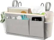 BlissTotes Bedside Caddy, Storage Organizer for Bunk Bed Light Gray
