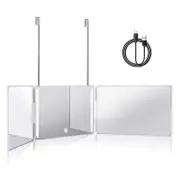 Nevenka 3 Way LED Mirror with Height Adjustable Hook for Makeup Hair Styling