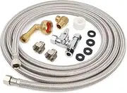 10FT Klabb Stainless Steel Dishwasher Hose Kit with Angle Valve,Water Supply Line Leak-Free Hose and Tee Stop Valve,dishwasher water supply line 3/8" Comp x 3/8" Elbow Included All Fittings