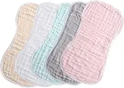 HAMPPLIES 5Pcs Burp Cloth Soft Cotton Burp Towels for Newborns Highly Absorbent Hiccup Pads in White Yellow Pink Green Grey Essential for Feeding and Teething