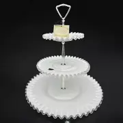 NEW Vintage Fenton Milk Glass Silvercrest 3 Tier Tidbit Tray With Tags