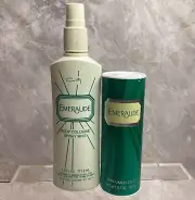 Vtg Coty Emeraude Gift Set Perfumed Talc & Body Cologne Spray Mist Unopened NOS
