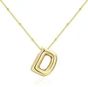 [Ｗoowayo] Gold Bubble Letter Necklace with Initials, Alphabet Pendant Necklace for Girlfriend Charm Balloon Letter Necklace Fashion Jewelry for Women -A Necklace